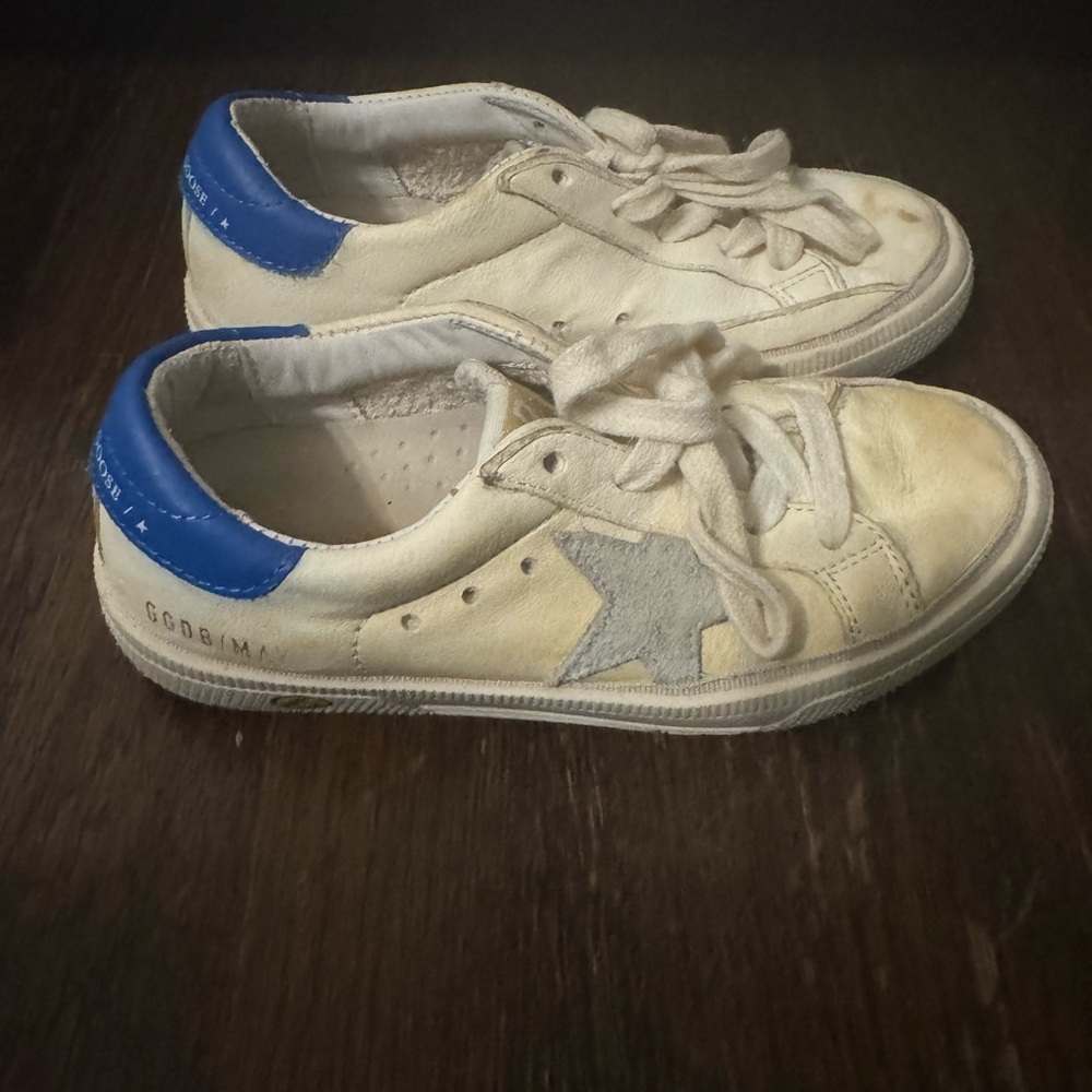 Golden Goose Kids Cream and Blue Sneakers